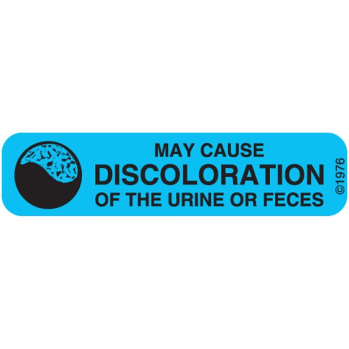 WARNING LABEL - 1-9/16 X 3/8 - MAY CAUSE DISCOLORATION - 6X