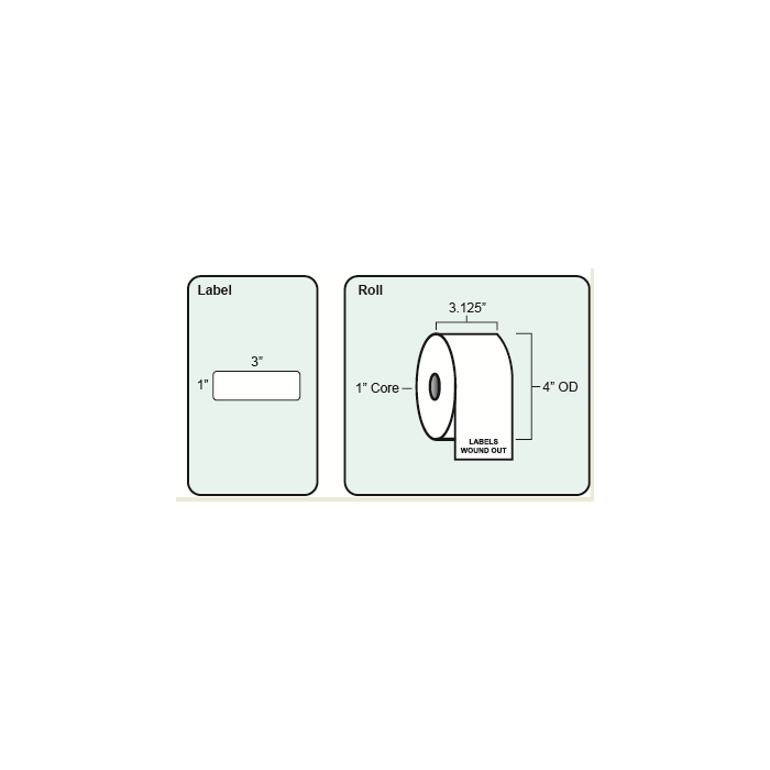 BLANK - DIRECT THERMAL LABEL - 3 X 1 - 1310 LABELS/ROLL, 12 ROLLS/CASE - 88329