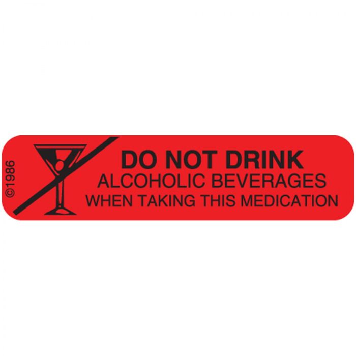 WARNING LABEL - 1-9/16 X 3/8 - DO NOT DRINK ALCOHOLIC - 8X