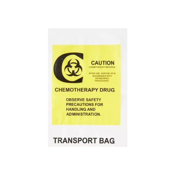 RECLOSABLE ZIP BAG - CHEMOTHERAPY DRUG TRANSPORT - 12 X 15 - 4 MIL - 100/PACK