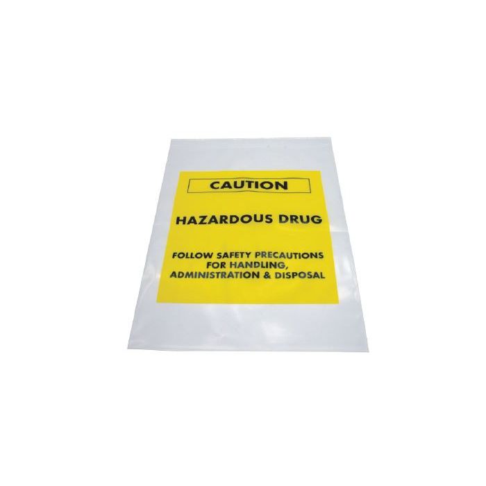 RECLOSABLE ZIP BAG - CAUTION HAZARDOUS DRUG - 12 X 15 - 4 MIL - 100/PACK - AMSH11215