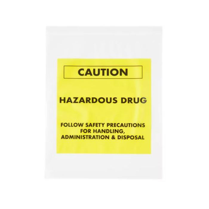 RECLOSABLE ZIP BAG - CAUTION HAZARDOUS DRUG - 9 X 12 - 4MIL - 100/PACK - AMSH1912