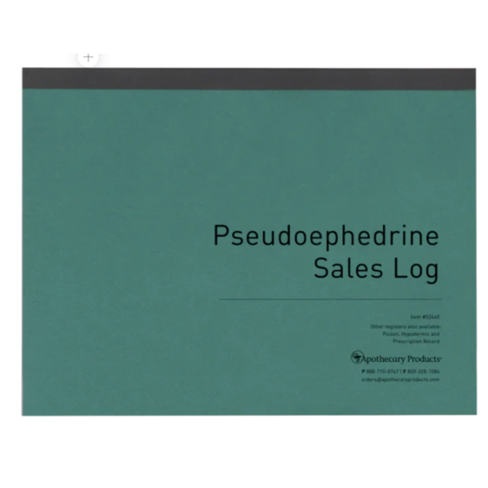 BOOK - PSEUDOEPHEDRINE SALES LOG