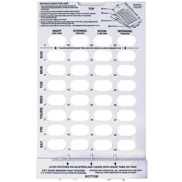 TRAY - UNIT DOSE - 28/31 DAY - PLASTIC - AP90675