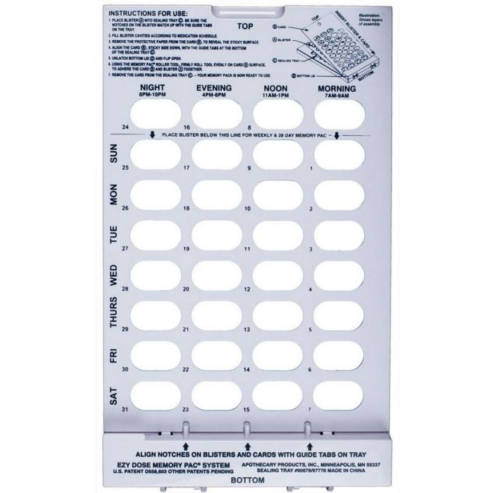 TRAY - UNIT DOSE - 28/31 DAY (CALENDAR) - AP90678