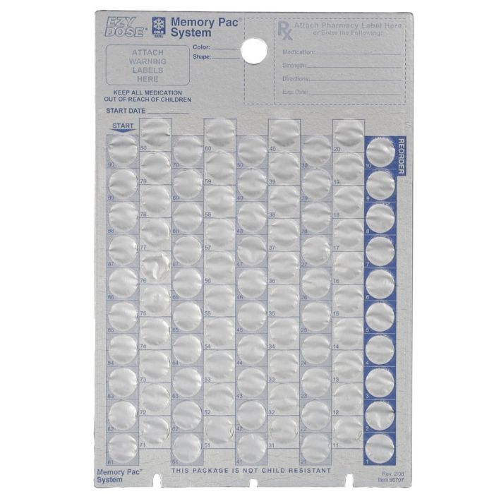 CARD - 90 DAY UNIT DOSE - 500/CASE - AP90707