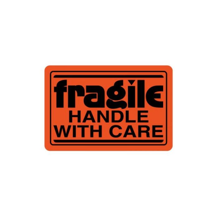 WARNING LABEL - 3 X 2 - FRAGILE HANDLE WITH CARE - BB331-J