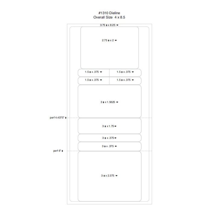 BLANK - LASER RX LABEL -  85 X 4 - 250/PACK - BLANK1310-ADL
