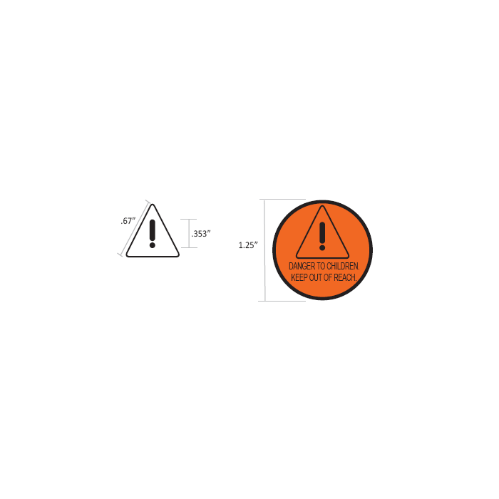 WARNING LABEL - 1-1/4 CIRCLE - DANGER TO CHILDREN KEEP OUT OF REACH