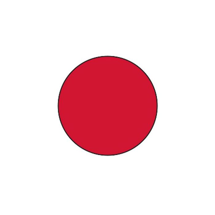 LABEL - 3/4 CIRCLE - RED FLOOD COATED - 1000/ROLL - CR.75-RED