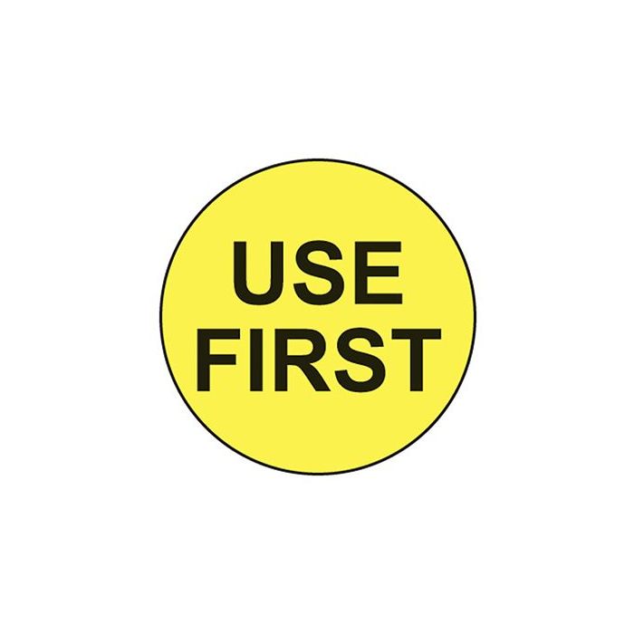 LABEL - 3/4 CIRCLE - USE FIRST - 1000/ROLL - CR.75FIRST