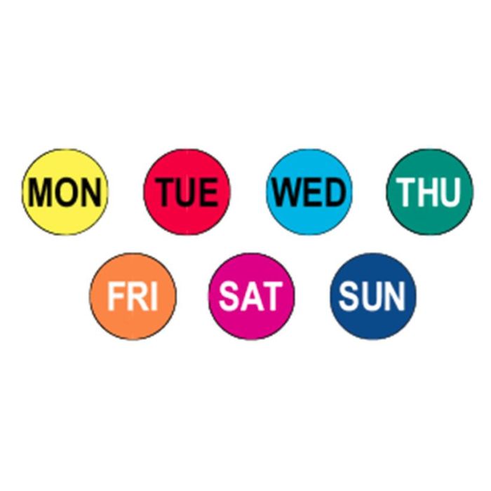 LABEL - 3/4 CIRCLE - 7 DAY KIT - 500/ROLL - CR.75WEEK-KIT