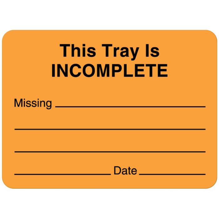 LABEL - 2-3/8 X 1-3/4 - THIS TRAY IS INCOMPLETE - CS302