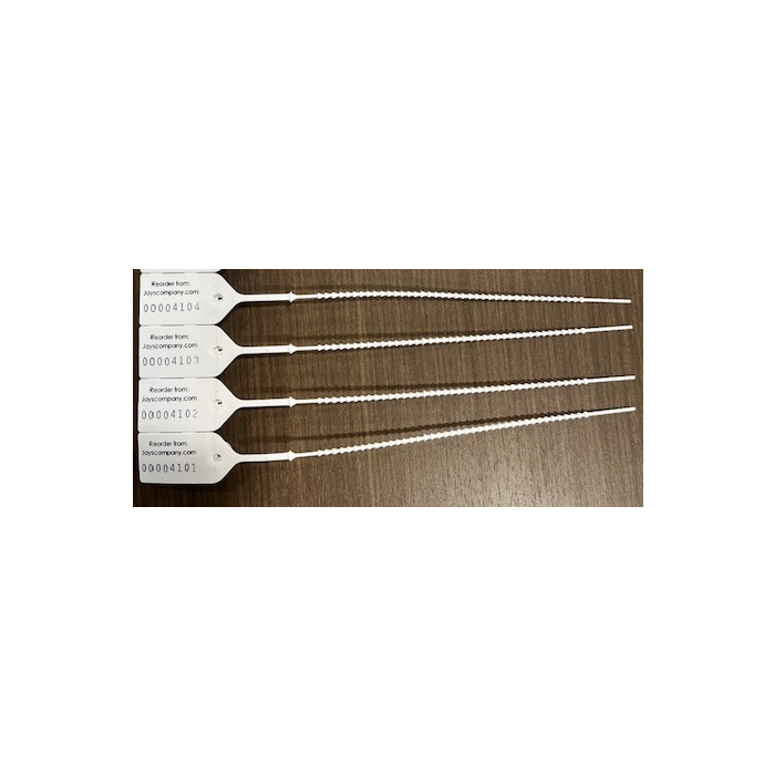 PULL TIGHT SECURITY SEAL - ADJUSTABLE - NUMBERED - WHITE - 100/PACK