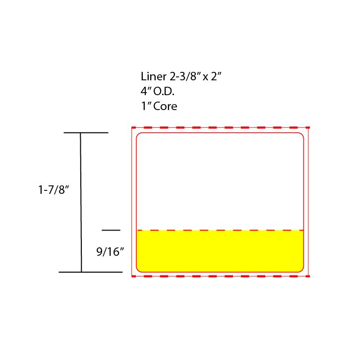 BLANK OPUS - DIRECT THERMAL LABEL - YELLOW HIGHLIGHT - 1000 LABELS/ROLL - DTOPUS-HIGH