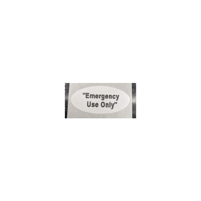 WARNING LABEL - OVAL - EMERGENCY USE ONLY - 1-1/2 x 3/4 - EMER-USE