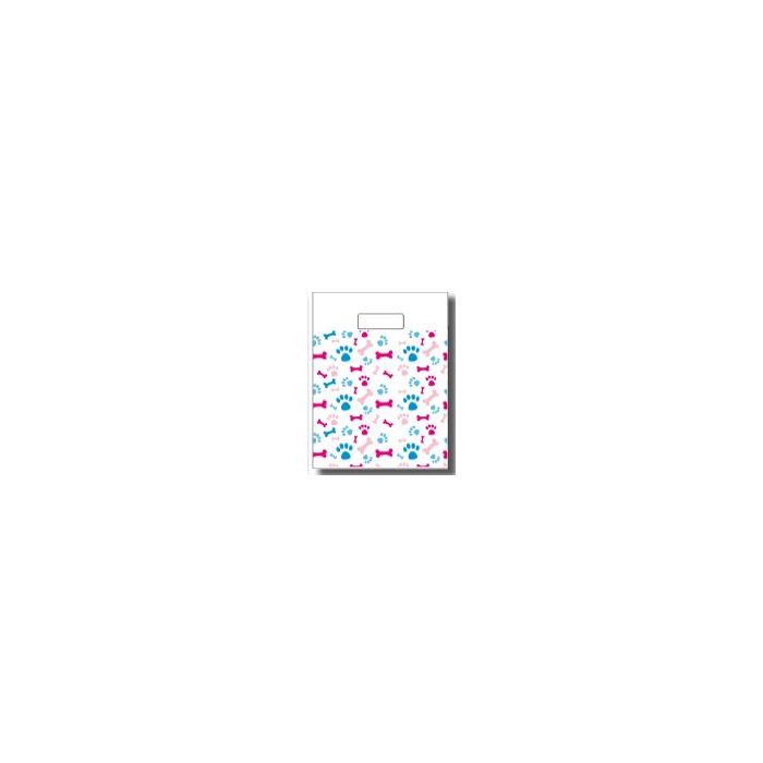 PLASTIC BAG - 8 X 9 - CLEAR W/PINK/BLUE SCATTER PRINT DESIGN - 1000/CASE - FP-VB-6