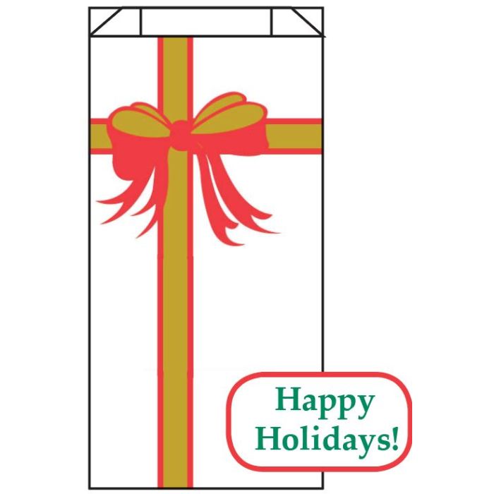 HAPPY HOLIDAYS RIBBON WITH BOW - 5 X 2 X 10 - RX BAG 23 - HAPHOLBOW5210