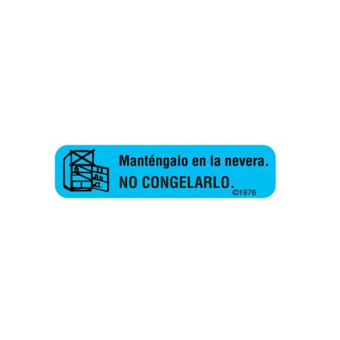 WARNING LABEL - 1-9/16 x 3/8 - SPANISH - KEEP IN REFRIGERATOR DO NOT FREEZE - HG-15