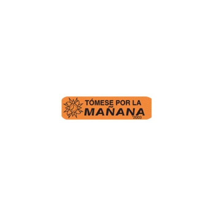 WARNING LABEL - 1-9/16 x 3/8 - SPANISH - TAKE IN THE MORNING - HG346