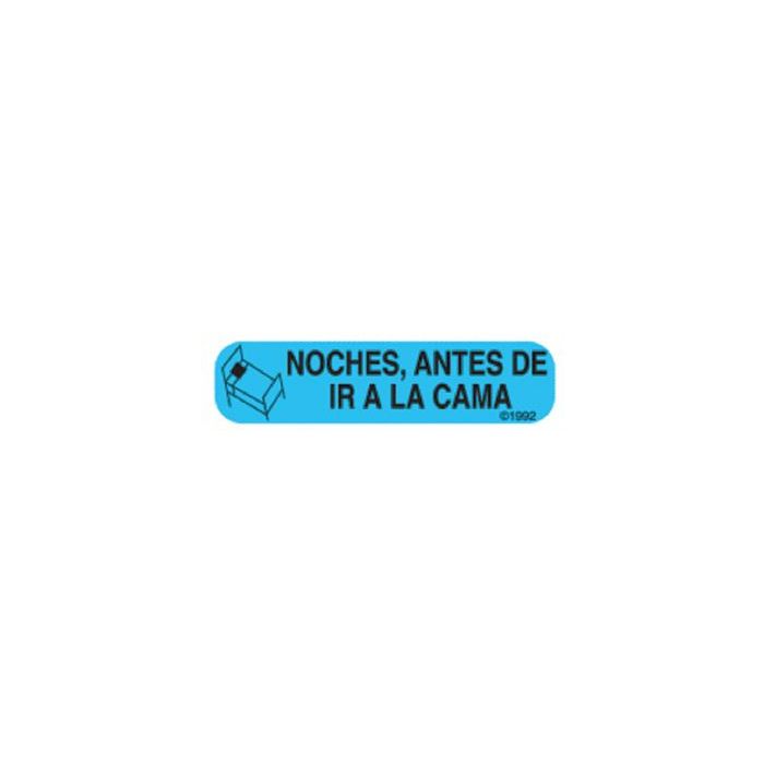WARNING LABEL - 1-9/16 x 3/8 - SPANISH - AT NIGHT BEFORE GOING TO BED - HG348