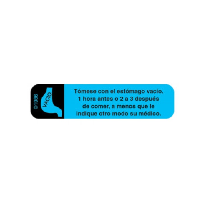 WARNING LABEL - 1-9/16 x 3/8 - SPANISH - TAKE ON AN EMPTY STOMACH - HW3-DS