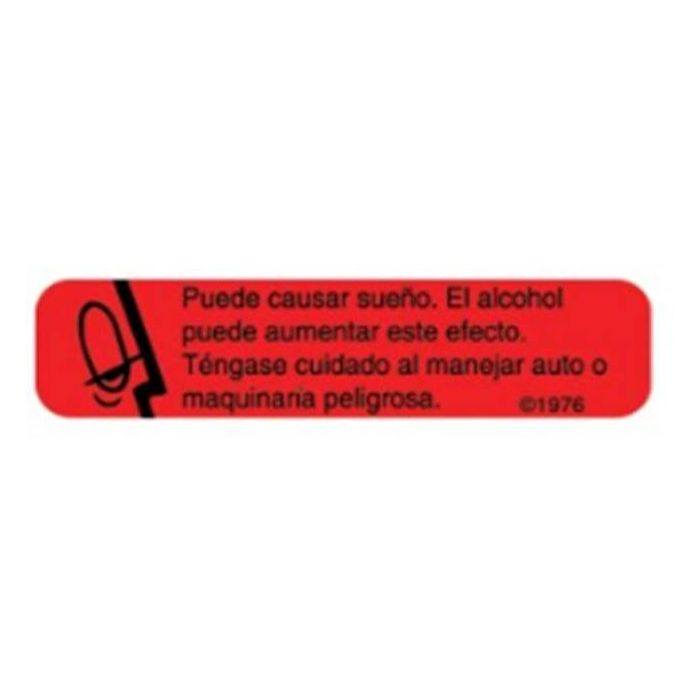 WARNING LABEL - 1-9/16 x 3/8 - SPANISH - MAY CAUSE DROWSINESS - HX-1