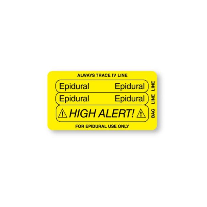 LABEL - 3-1/4 X 1-3/4 - EPIDURAL - HIGH ALERT