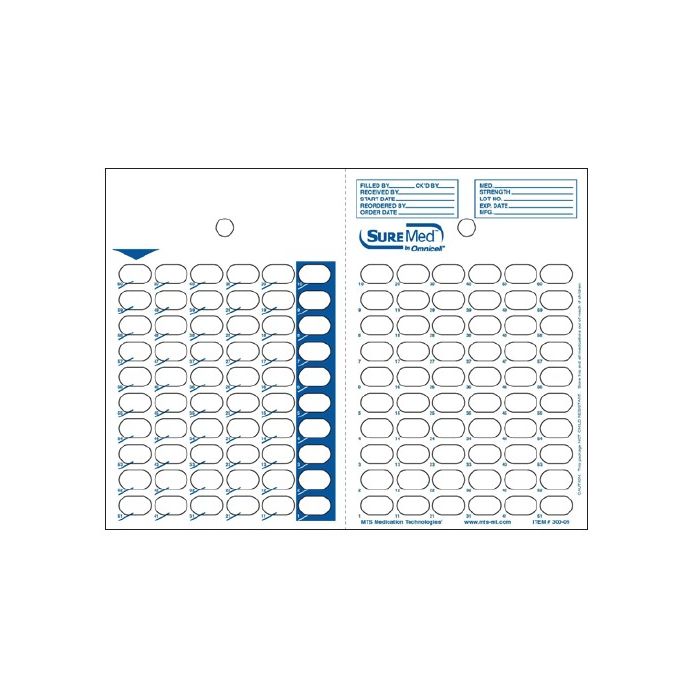 CARD - 60 DOSE HEAT SEAL - SUREMED - 500/CASE - J300-09