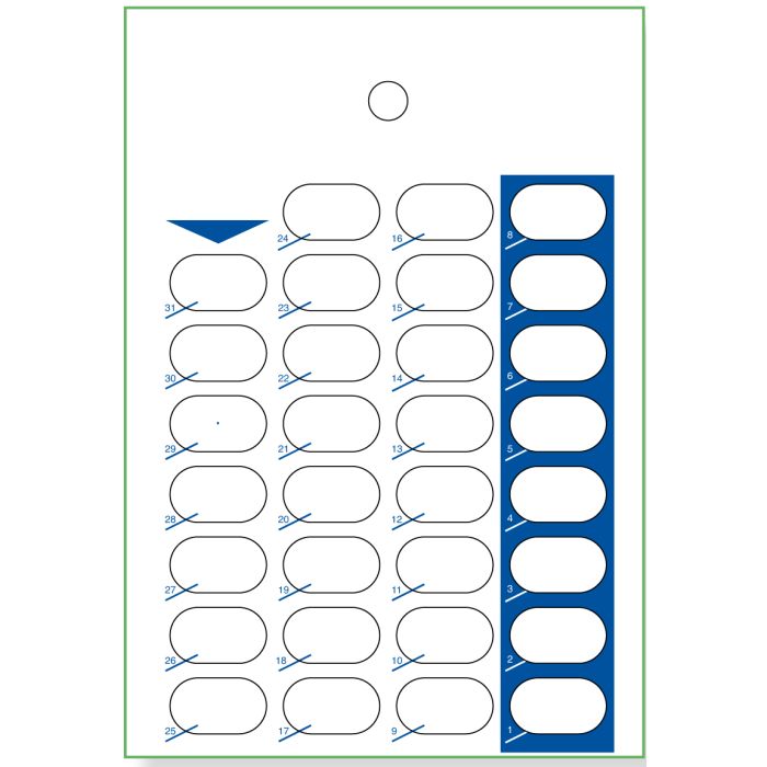 CARD - 31 DOSE HEAT SEAL - COUNTDOWN - SUREMED - 500/CASE - J300-25