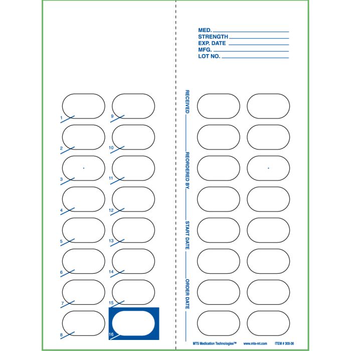 CARD - 15 OR 16 DOSE HEAT SEAL - 500/CASE - J300-36
