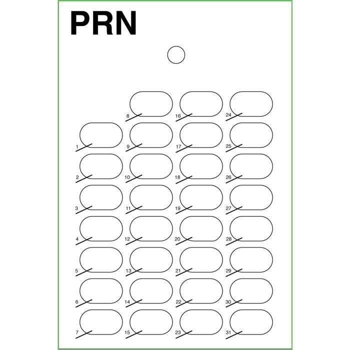 CARD - 31 DAY HEAT SEAL - CALENDAR MEALTIME - PRN - 500/CASE