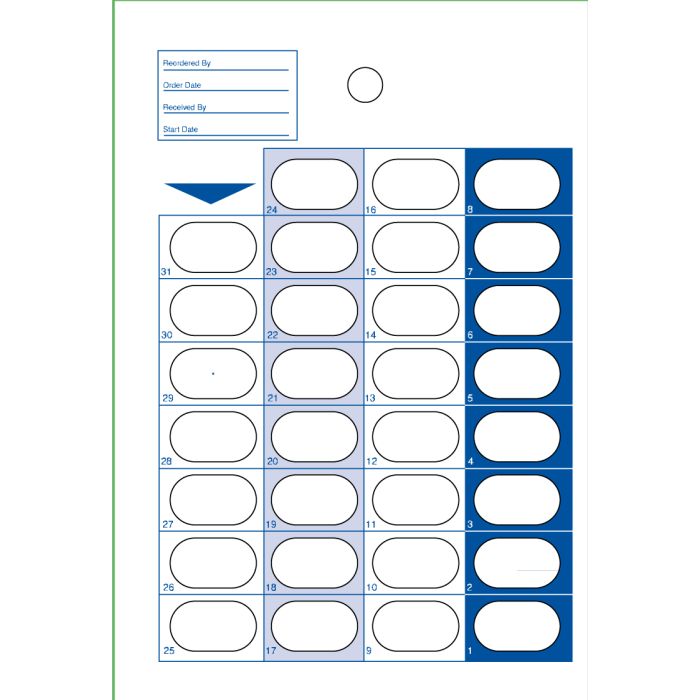CARD - 31 DOSE COLD SEAL - COUNTDOWN - SUREMED -250/CASE - J300-58