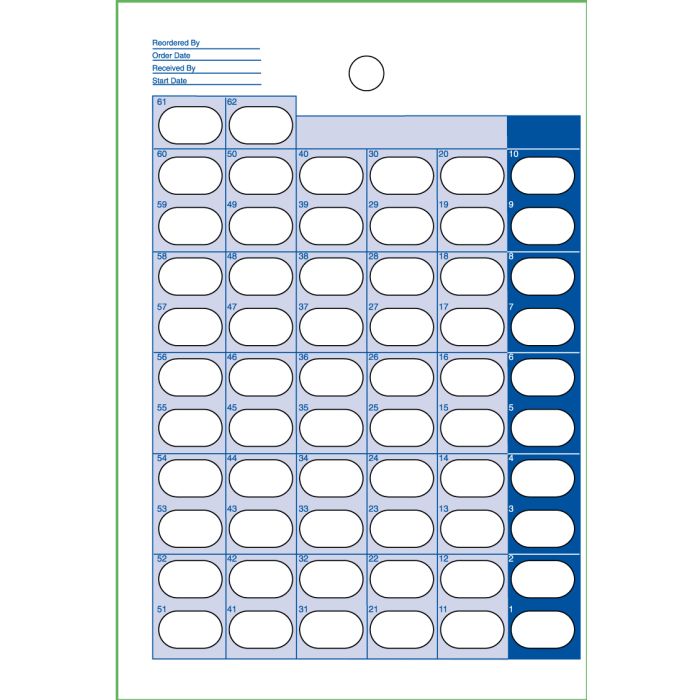 CARD - 62 DOSE COLD SEAL  - COUNTDOWN - 250/CASE - J300-64
