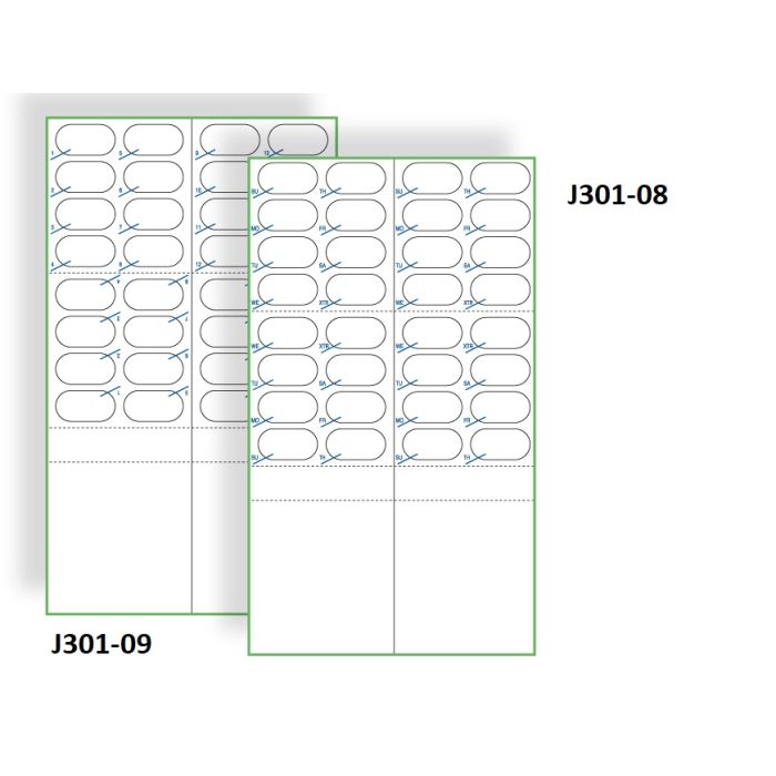 CARD - 8 OR 16 DAY HEAT SEAL OPTI-PAK - PRN - 1000/CASE - J301-09
