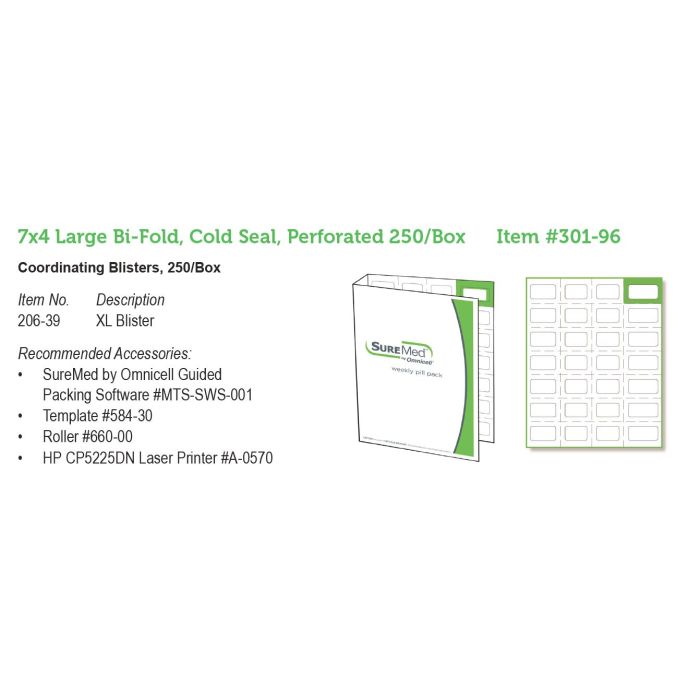 CARD - 7 X 4 BI-FOLD - PEFORATED - COLD SEAL - 250/CASE - J301-96