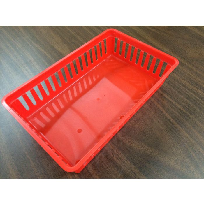 PLASTIC BASKET - MESH - 6-1/2 X 10 X 2-1/2 - RED - J51310-RD-LRG