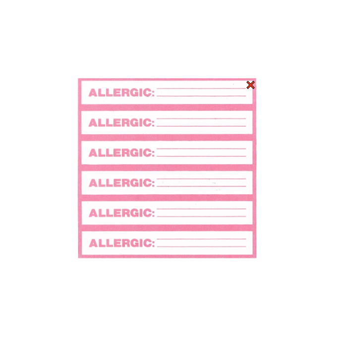 LABEL - 1-3/8 X 5-3/8 - ALLERGIC