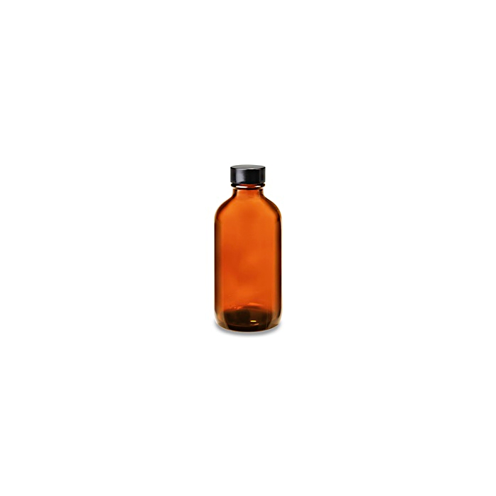 BOSTON ROUND AMBER GLASS BOTTLES 4 OUNCE - 24/CASE