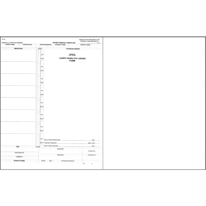 ORDER FORM - LASER VIKING PHY - 2000/CASE - JV3/L