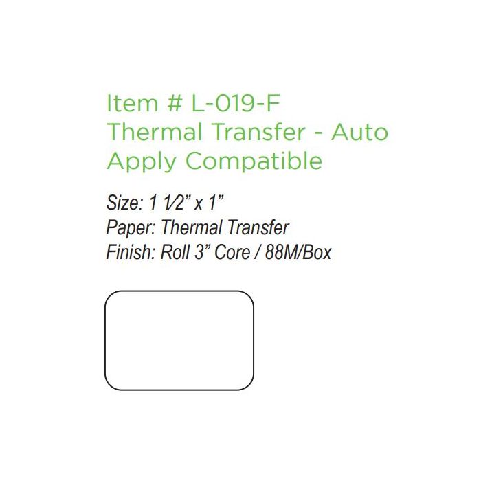 L-019-F BLANK AUTO APPLY THERMAL - L-019-F