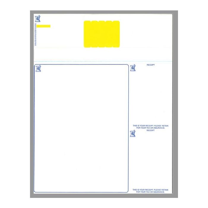 BLANK STOCK - 09 - LASER DUAL WEB RX FORM - 8-1/2 X 11 - 1000/CASE - LDW9