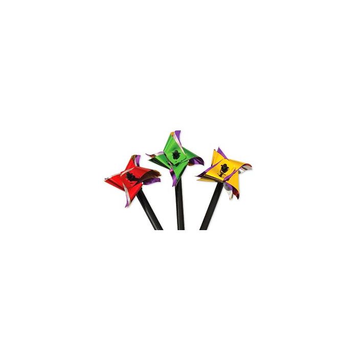 METALLIC MINI PINWHEELS - 6 STICK, 2-1/8 WHEEL - 72/PACK - MB4666