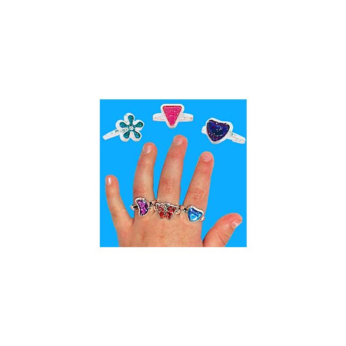GLITTER SHAPE RINGS TOY JEWELRY - 144/PACK