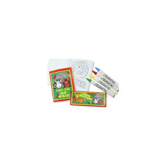 WILD ANIMAL COLORING ACTIVITY SETS - 3-1/2 BOOK, 4/PACK OF CRAYONS
