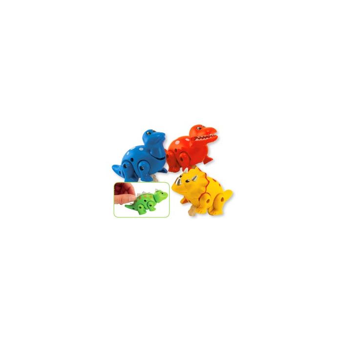 PRESS 'N GO DINO TOYS - 3-1/4 - ASSORTED COLORS - 12/PACK