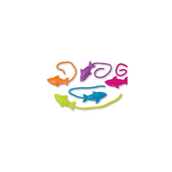 STICKY SHARK TOYS - NEON - 2-1/4, 5 STRING - 5 STRING - 72/PACK