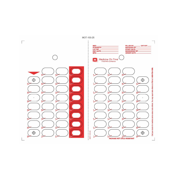 CARD - 31 DAY HEAT SEAL - COUNTDOWN - RED - 500/CASE - MOT-100-25-J
