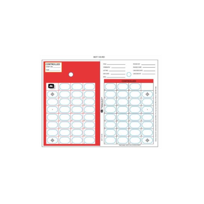 CARD - 31 DAY HEAT SEAL - RED - 500/CASE - MOT-100-RD-J