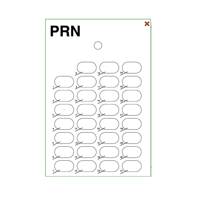 CARD - 31 DAY HEAT SEAL - MEALTIME - PRN - CALANDER - 500/CASE